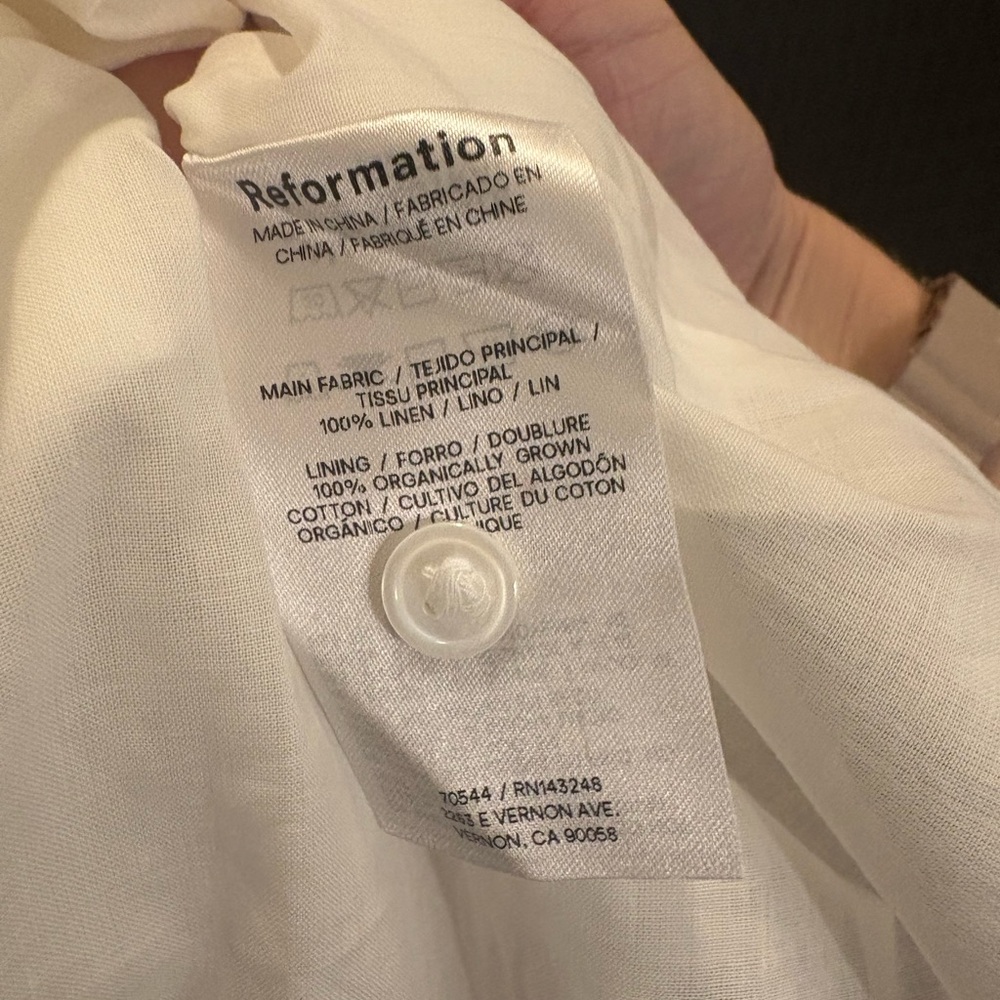 Reformation Arella Linen Mini Dress Size 6 Color: White NWT - Picture 7 of 7